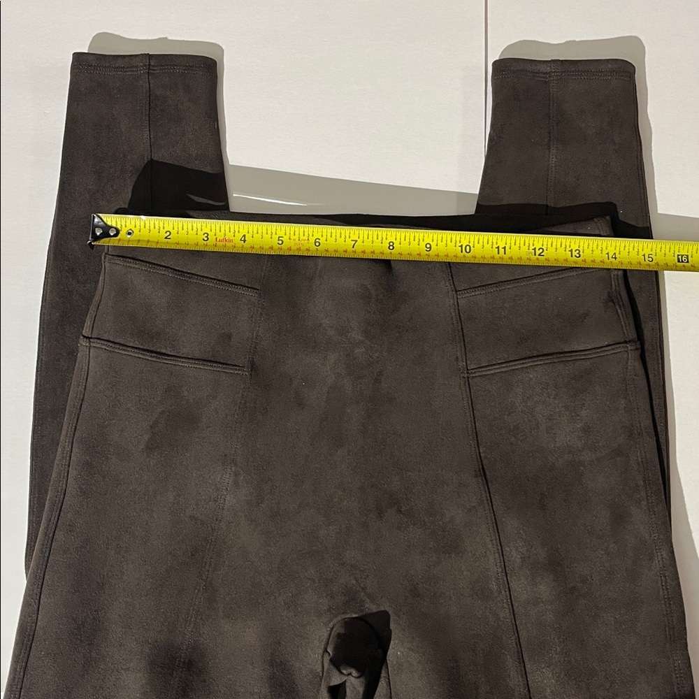 Spanx Chocolate Brown Leggings Suede-Like Texture Velvet Medium Fall Winter - Picture 3 of 7